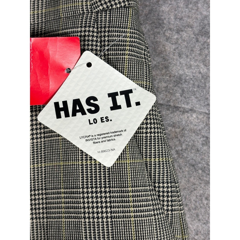 Anne Klein Ines Glen Plaid Dress Pants Womens 10 Black Tan Stretch Wool EFP90096 - Picture 4 of 10